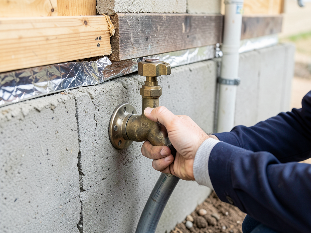 Installing a frost free outdoor faucet to protect